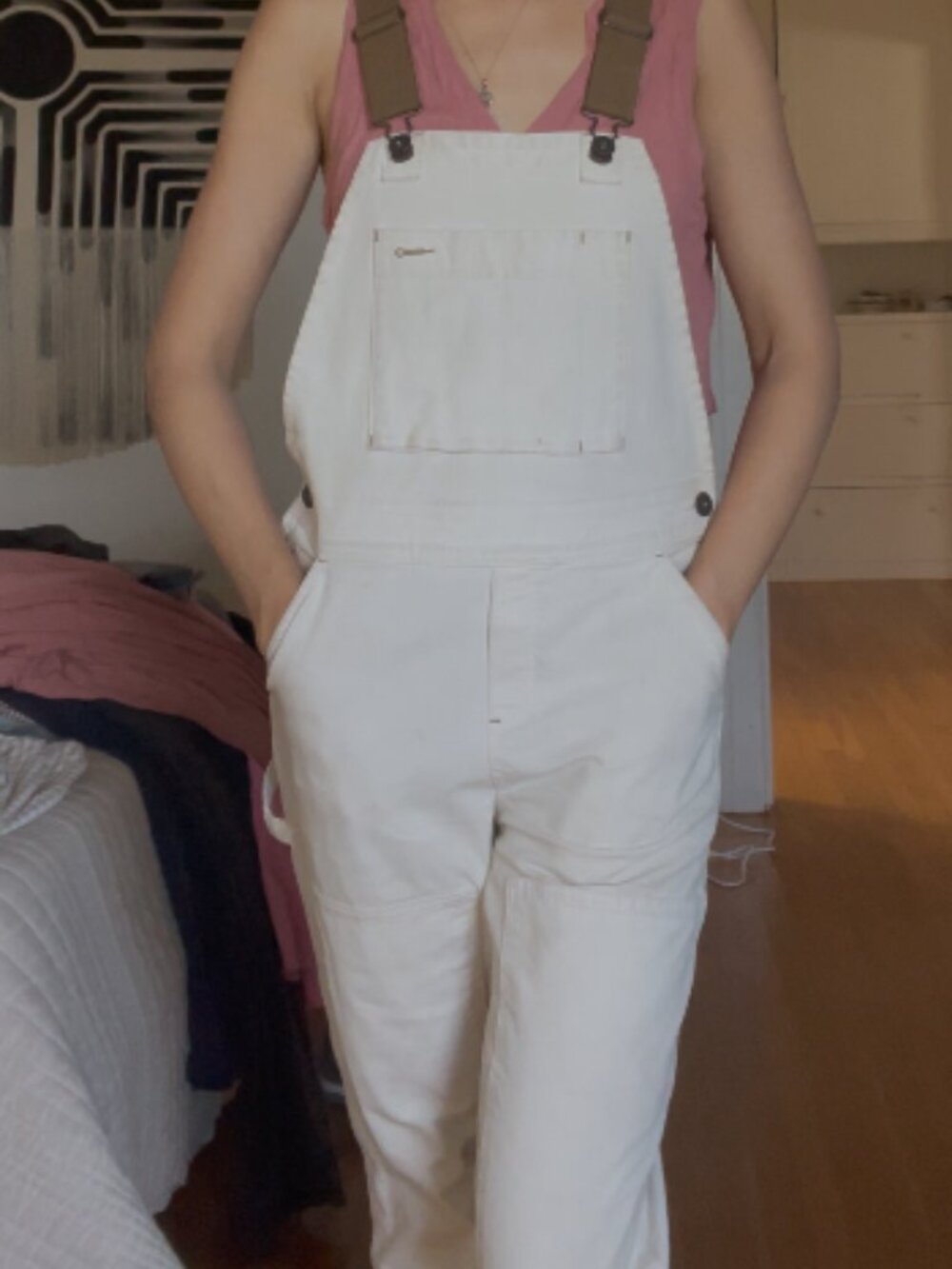 REI Co-Op Women's White Denim Dungarees Overalls